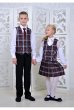 Жилет для мальчика (серо-бордовая клетка)